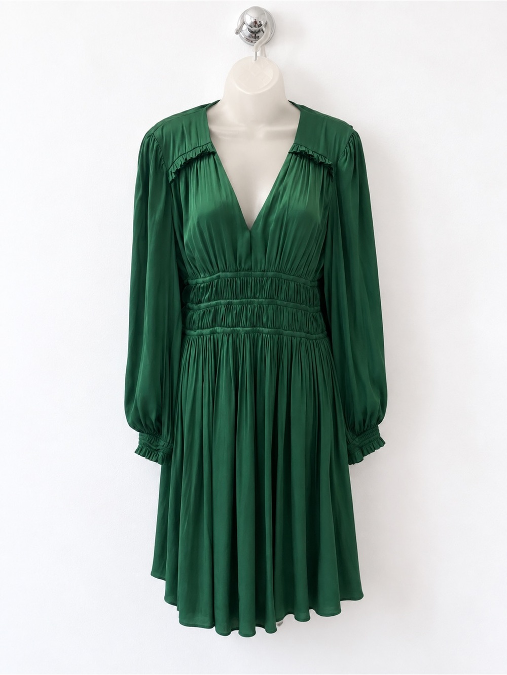 MAJE Green Rianne Satin Mini Dress